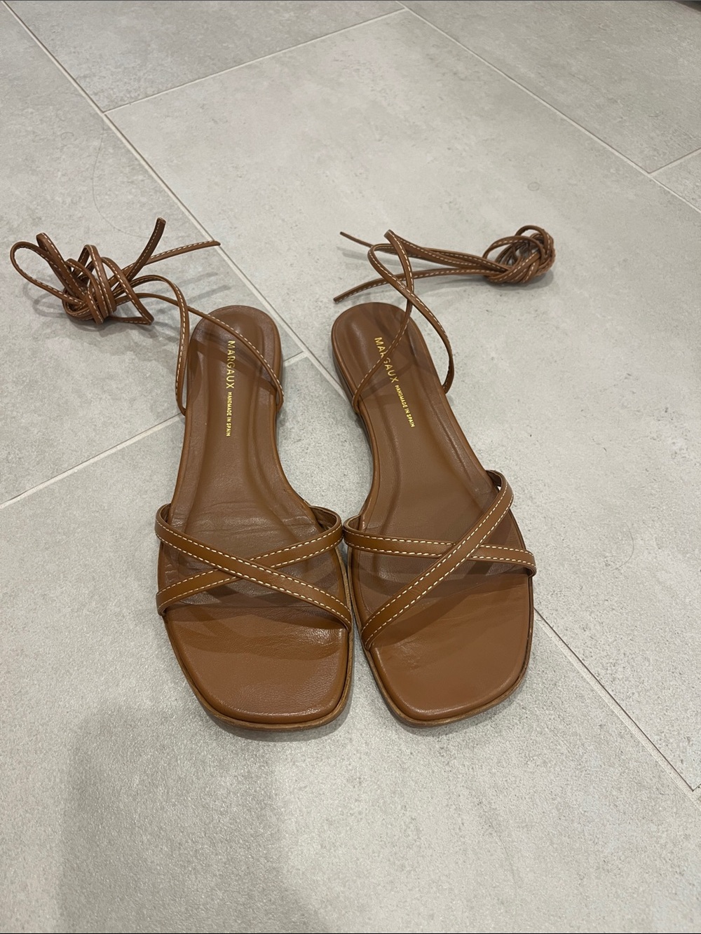 Margaux The Wrap Sandal Napa Saddle 37M / 7 M US Excellent used condition - Picture 5 of 16